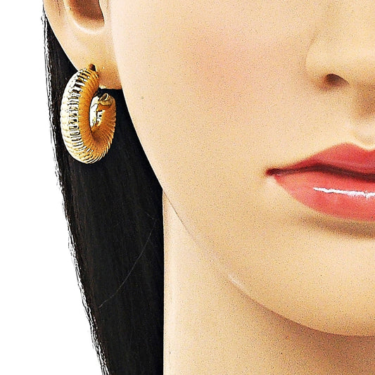Oro Laminado Small Hoop, Gold Filled Style Hollow Design, Polished, Golden Finish
