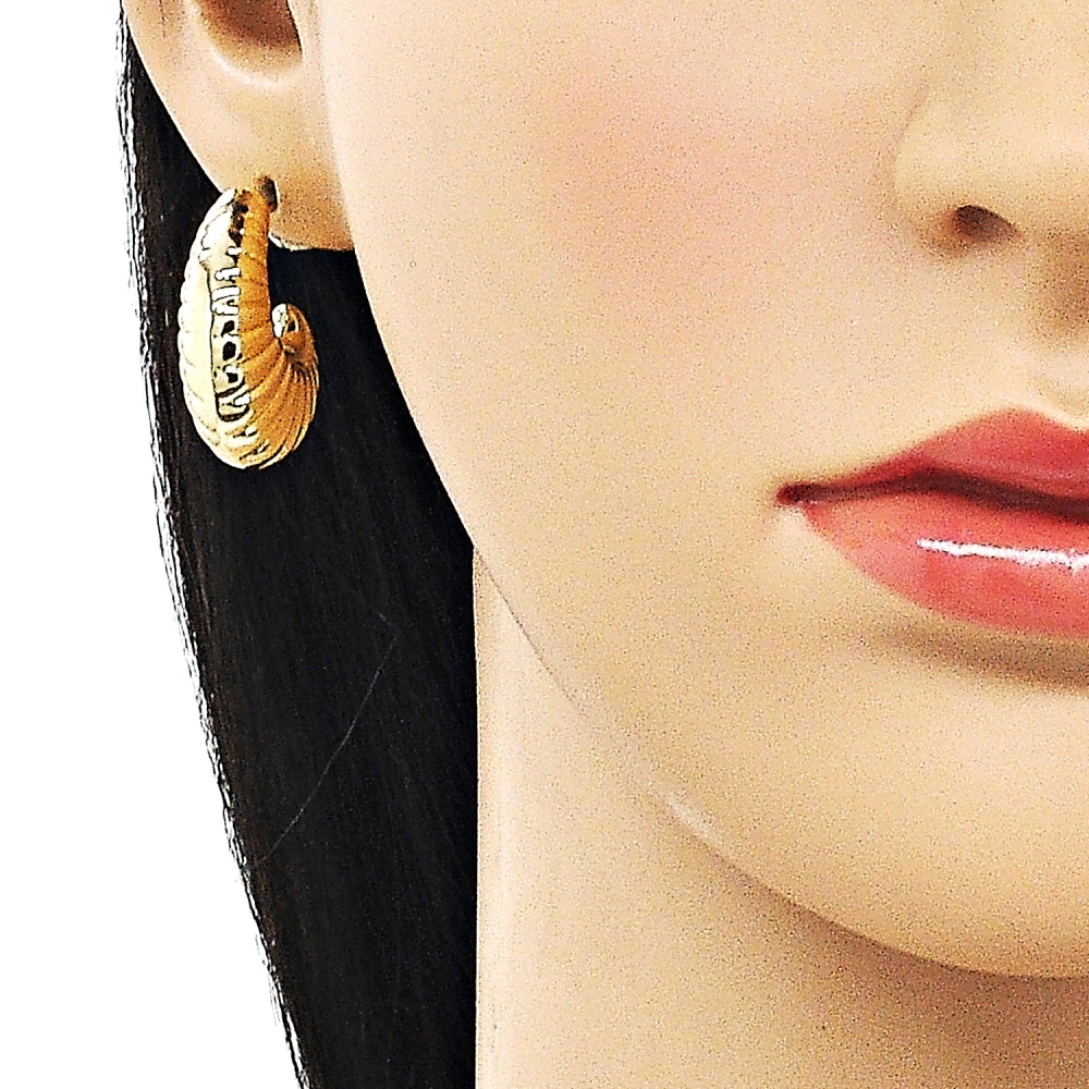 Oro Laminado Stud Earring, Gold Filled Style Hollow Design, Polished, Golden Finish