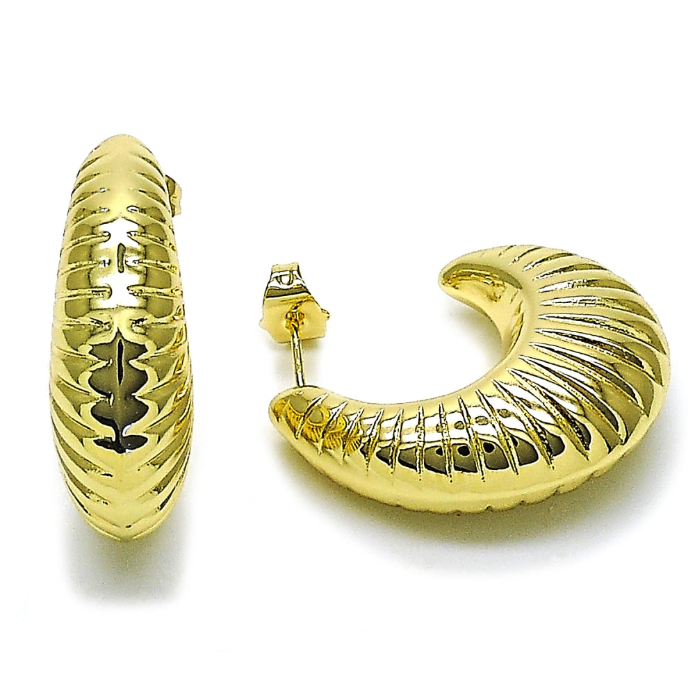 Oro Laminado Medium Hoop, Gold Filled Style Hollow Design, Polished, Golden Finish