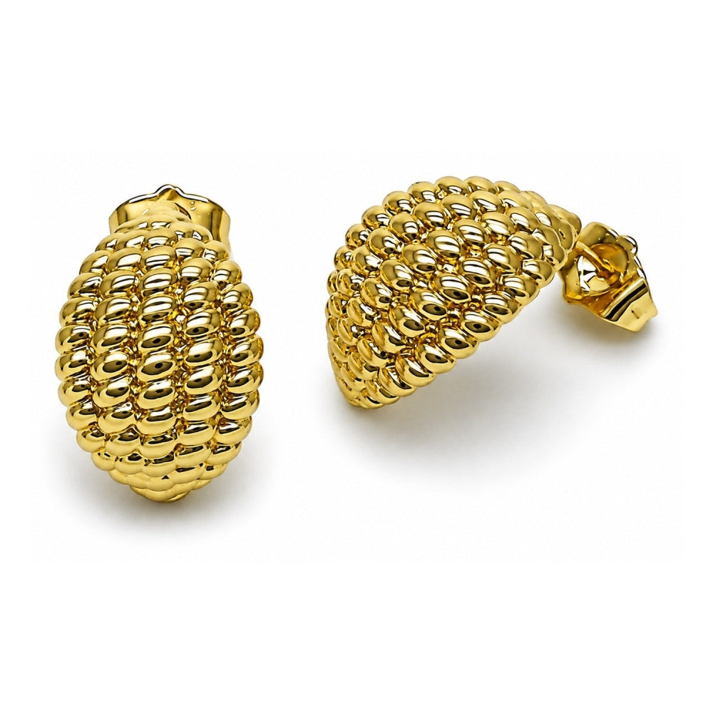 Oro Laminado Stud Earring, Gold Filled Style Polished, Golden Finish