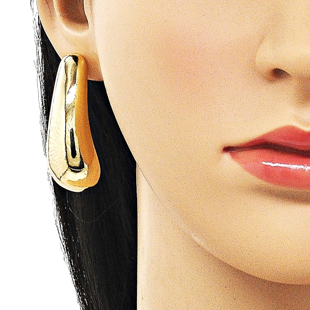 Oro Laminado Stud Earring, Gold Filled Style Polished, Golden Finish