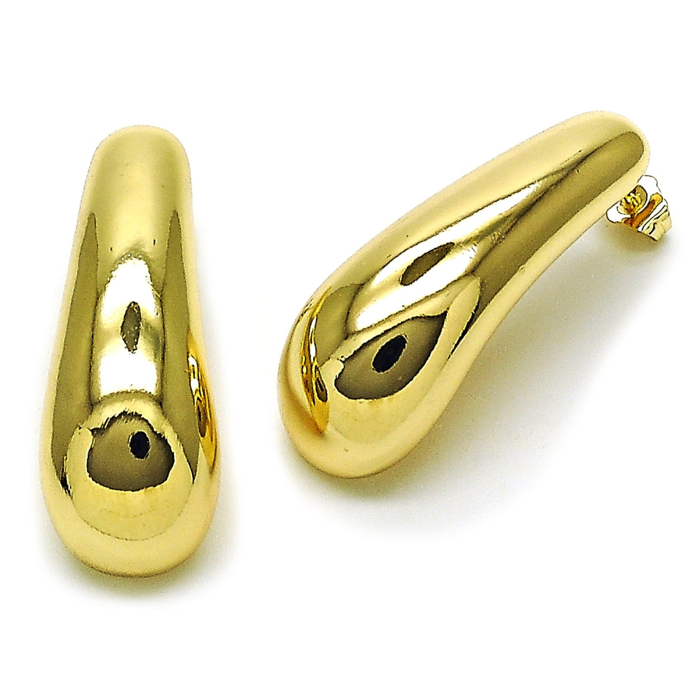 Oro Laminado Stud Earring, Gold Filled Style Polished, Golden Finish