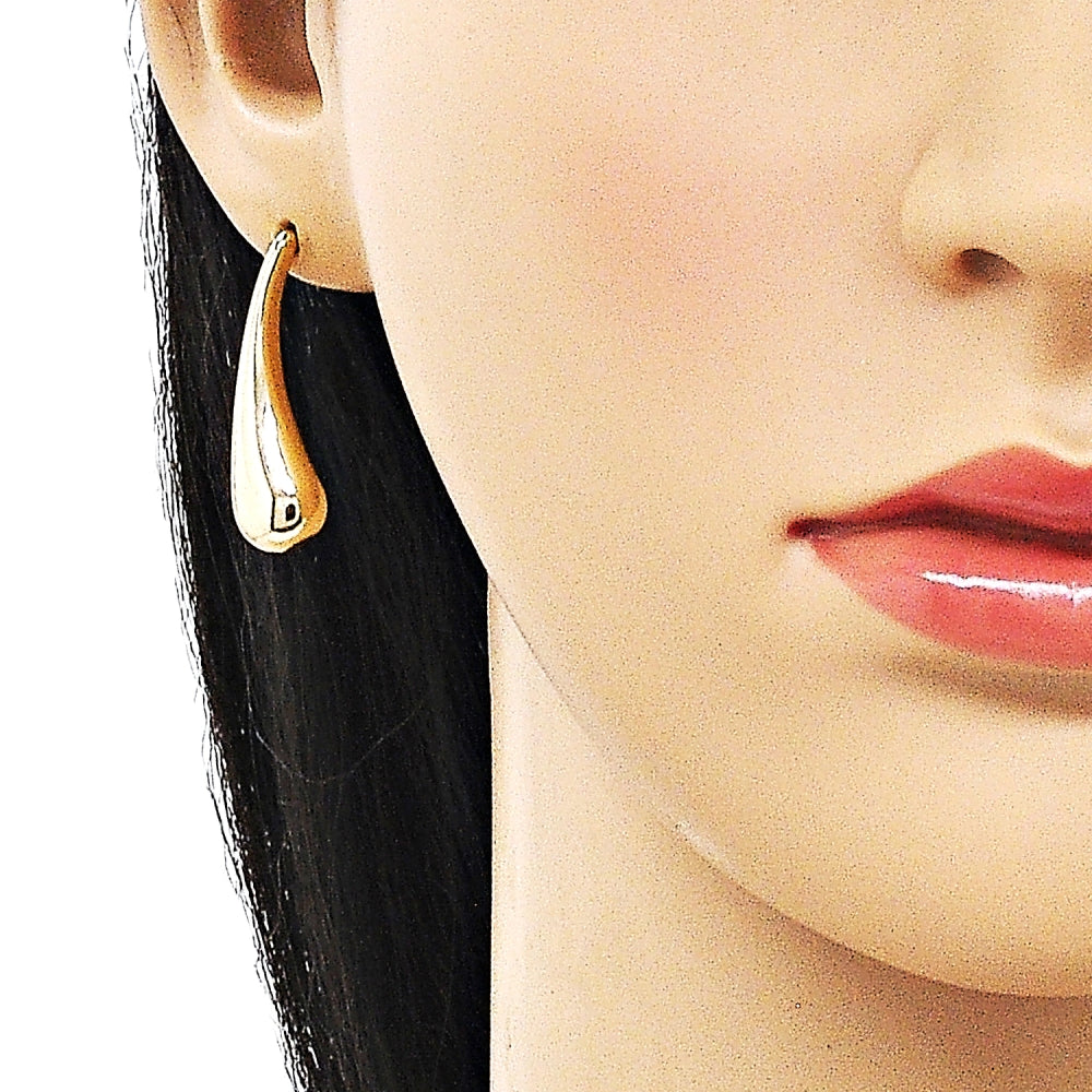 Oro Laminado Stud Earring, Gold Filled Style Teardrop Design, Polished, Golden Finish