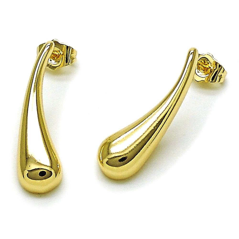 Oro Laminado Stud Earring, Gold Filled Style Teardrop Design, Polished, Golden Finish