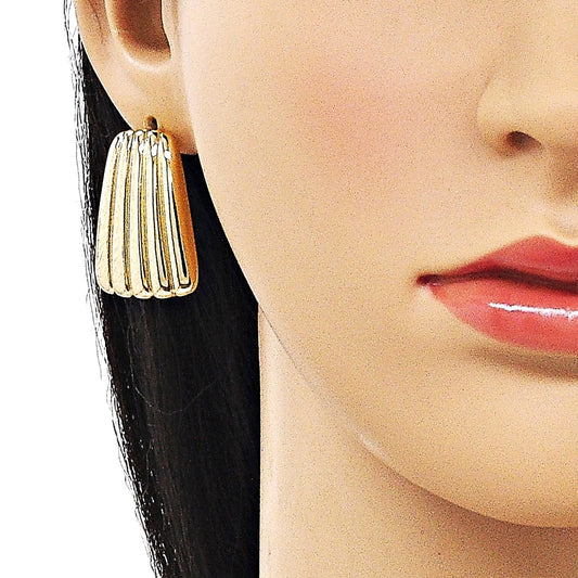 Oro Laminado Stud Earring, Gold Filled Style Polished, Golden Finish