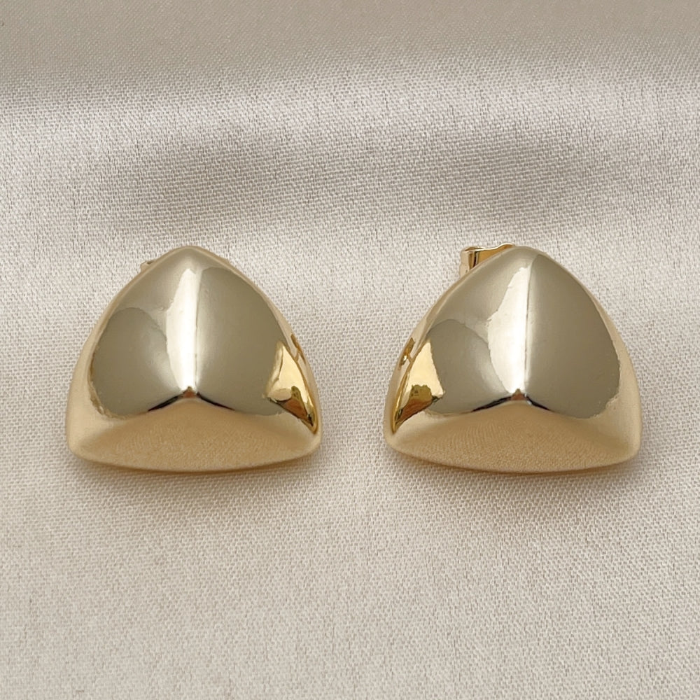 Oro Laminado Stud Earring, Gold Filled Style Hollow Design, Polished, Golden Finish