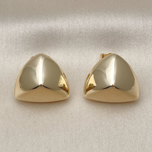 Oro Laminado Stud Earring, Gold Filled Style Hollow Design, Polished, Golden Finish