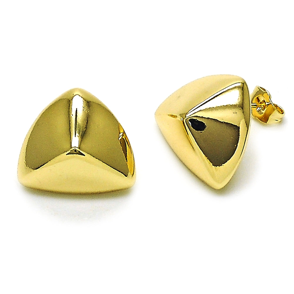 Oro Laminado Stud Earring, Gold Filled Style Hollow Design, Polished, Golden Finish
