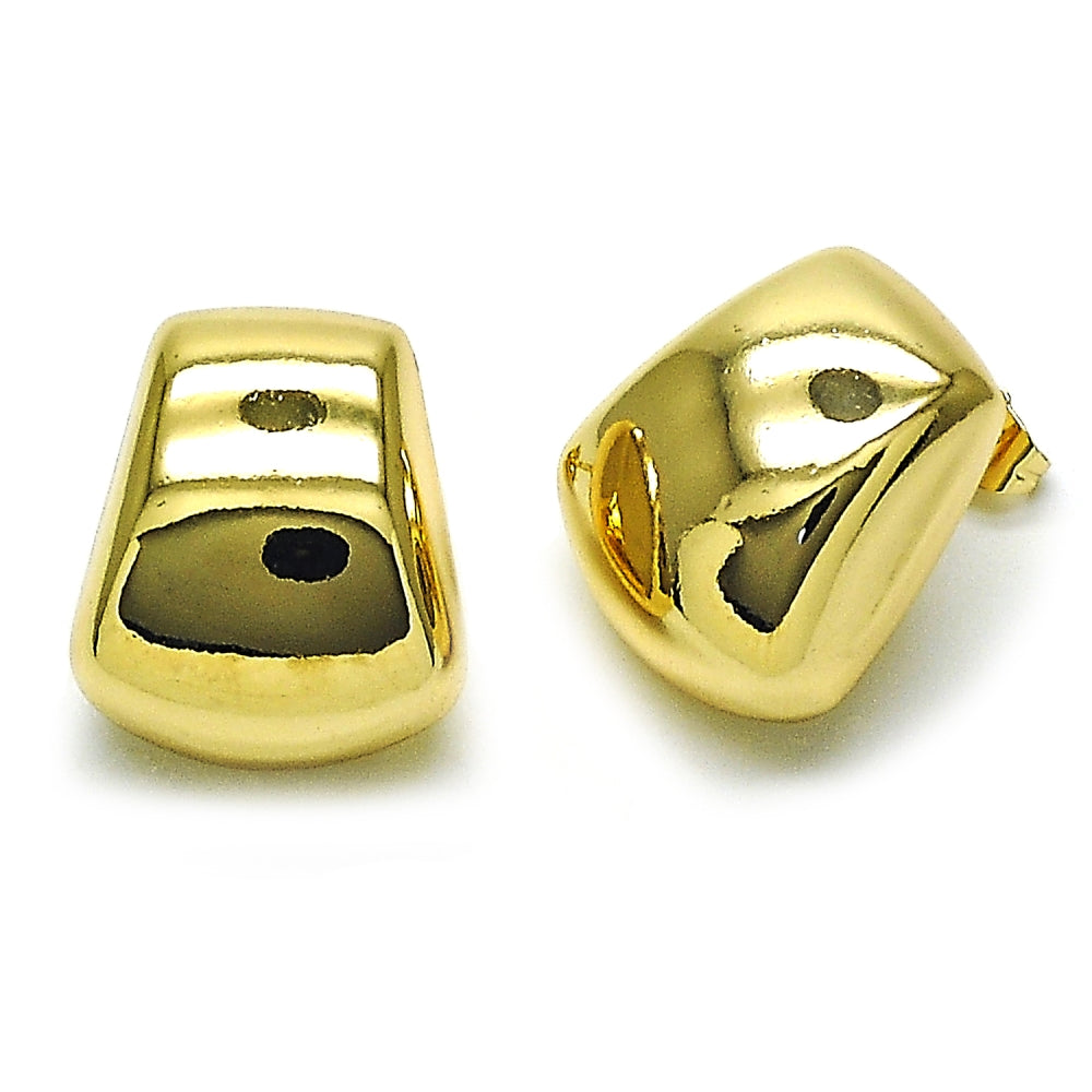 Oro Laminado Stud Earring, Gold Filled Style Hollow Design, Polished, Golden Finish