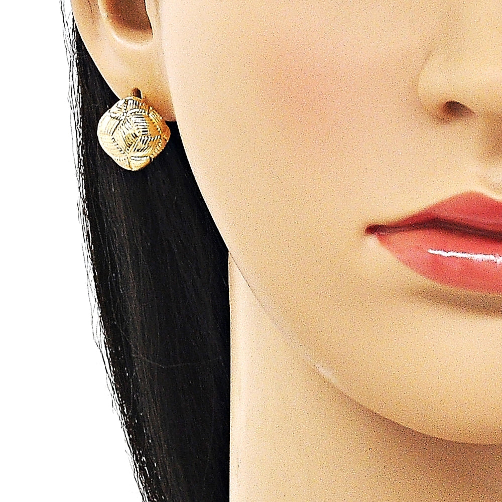 Oro Laminado Stud Earring, Gold Filled Style Diamond Cutting Finish, Golden Finish