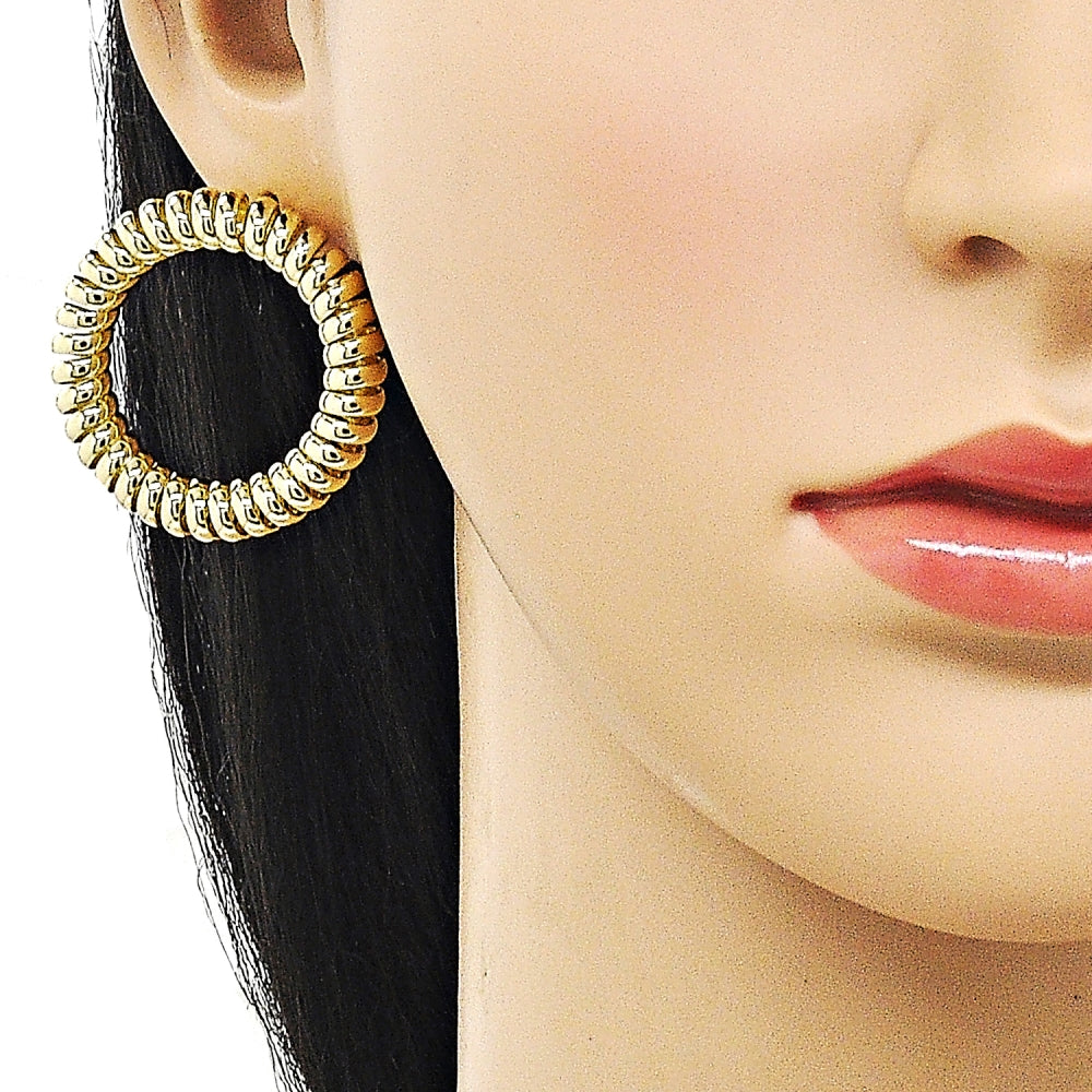 Oro Laminado Stud Earring, Gold Filled Style Twist Design, Polished, Golden Finish