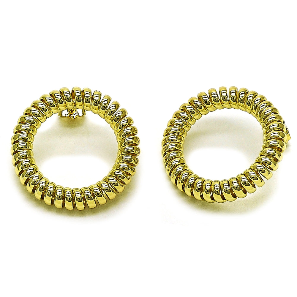 Oro Laminado Stud Earring, Gold Filled Style Twist Design, Polished, Golden Finish