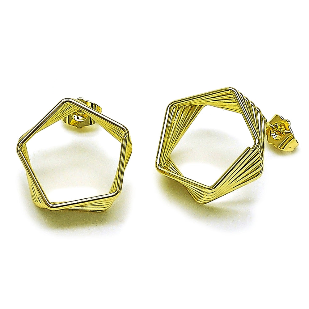 Oro Laminado Stud Earring, Gold Filled Style Polished, Golden Finish