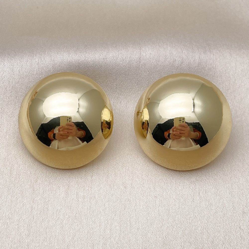 Oro Laminado Stud Earring, Gold Filled Style Ball and Hollow Design, Polished, Golden Finish