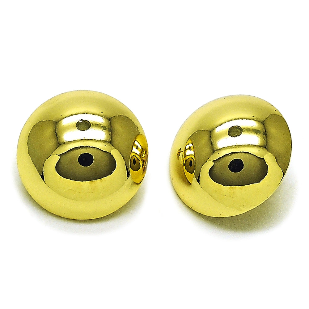 Oro Laminado Stud Earring, Gold Filled Style Ball and Hollow Design, Polished, Golden Finish