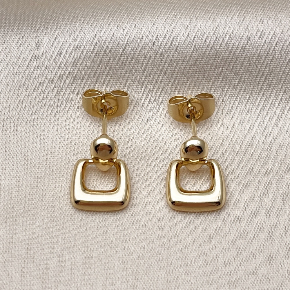 Oro Laminado Stud Earring, Gold Filled Style Belt Buckle Design, Polished, Golden Finish
