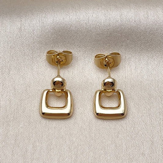 Oro Laminado Stud Earring, Gold Filled Style Belt Buckle Design, Polished, Golden Finish