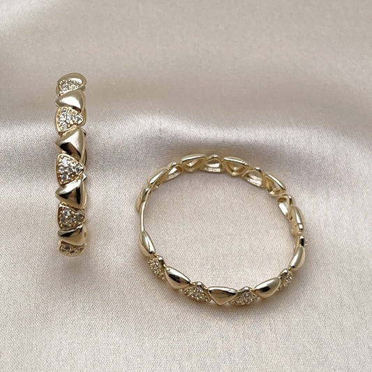 Oro Laminado Huggie Hoop, Gold Filled Style with White Micro Pave, Polished, Golden Finish
