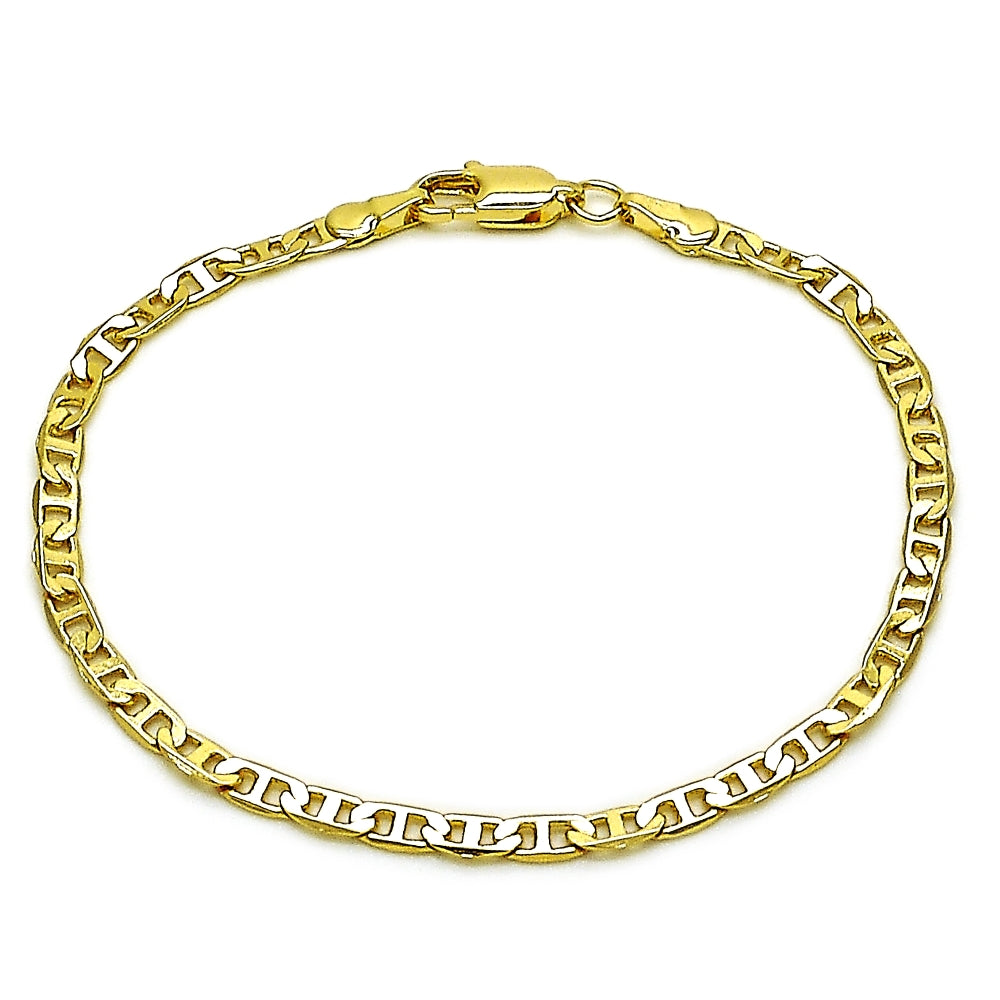 Oro Laminado Basic Bracelet, Gold Filled Style Mariner Design, Diamond Cutting Finish, Golden Finish