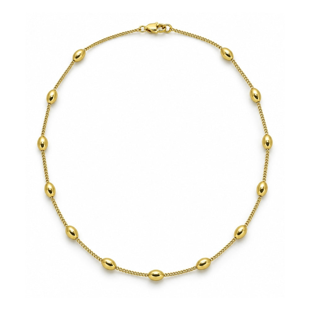 Oro Laminado Basic Necklace, Gold Filled Style Miami Cuban and Ball Design, Polished, Golden Finish