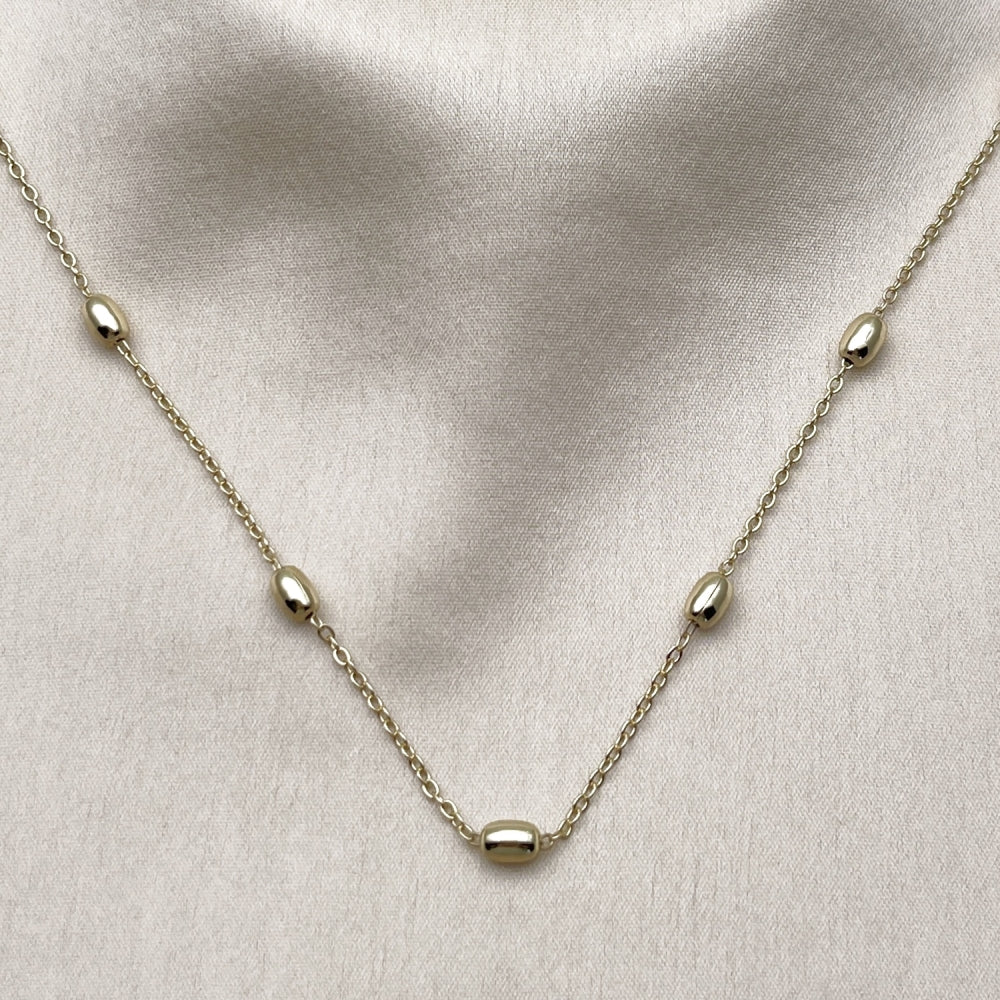 Oro Laminado Basic Necklace, Gold Filled Style Rolo and Ball Design, Polished, Golden Finish