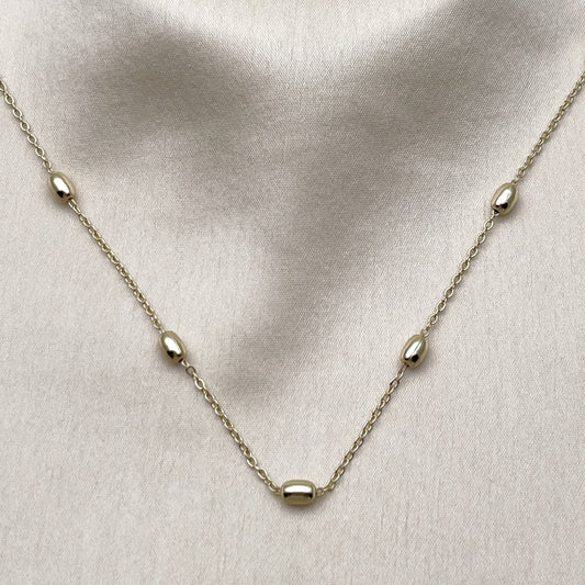 Oro Laminado Basic Necklace, Gold Filled Style Rolo and Ball Design, Polished, Golden Finish