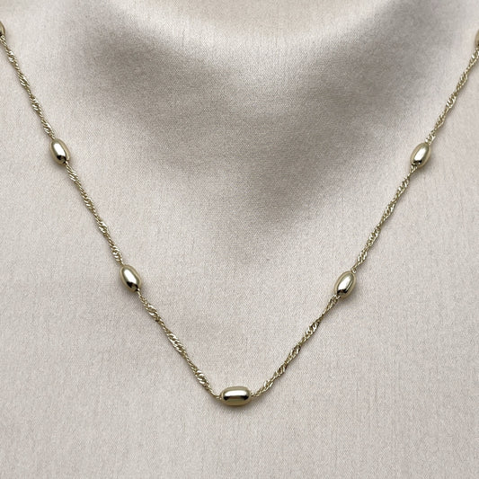 Oro Laminado Basic Necklace, Gold Filled Style Singapore and Ball Design, Polished, Golden Finish