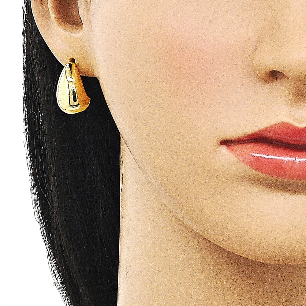 Oro Laminado Stud Earring, Gold Filled Style Teardrop Design, Polished, Golden Finish