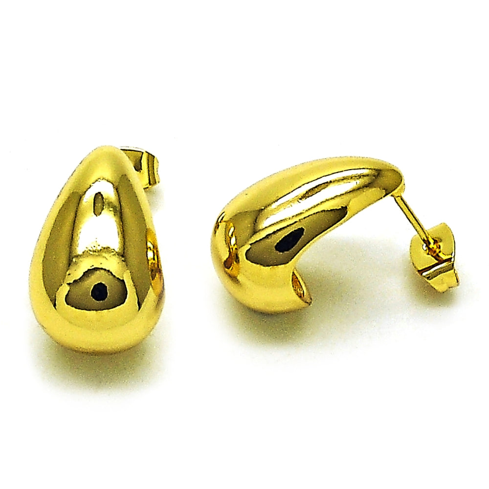 Oro Laminado Stud Earring, Gold Filled Style Teardrop Design, Polished, Golden Finish
