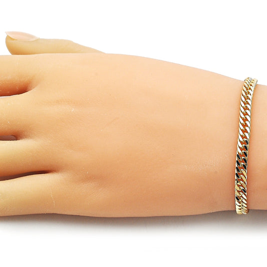 Oro Laminado Basic Bracelet, Gold Filled Style Diamond Cutting Finish, Golden Finish