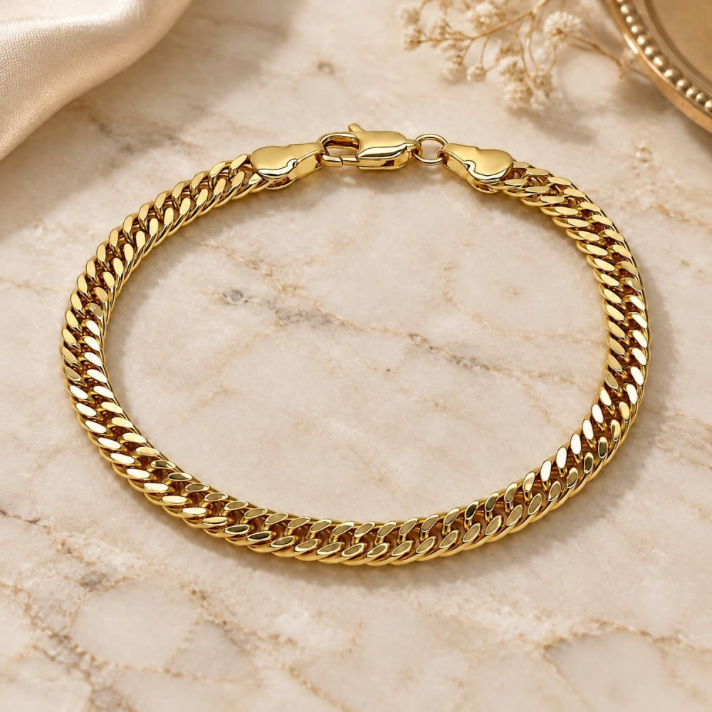 Oro Laminado Basic Bracelet, Gold Filled Style Diamond Cutting Finish, Golden Finish