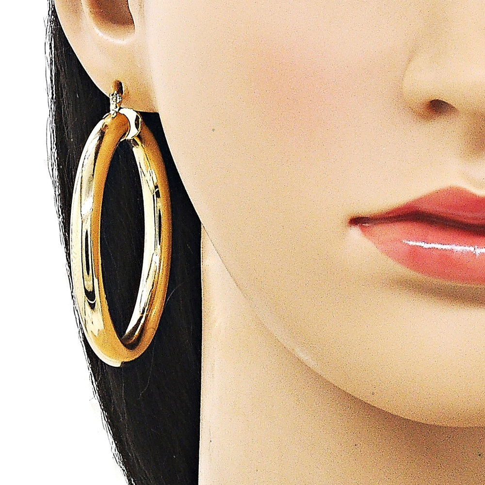 Oro Laminado Large Hoop, Gold Filled Style Hollow Design, Polished, Golden Finish