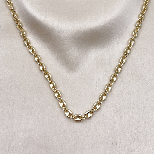 Oro Laminado Fancy Necklace, Gold Filled Style Puff Mariner Design, Polished, Golden Finish