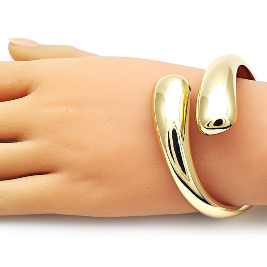 Oro Laminado Individual Bangle, Gold Filled Style Teardrop Design, Polished, Golden Finish