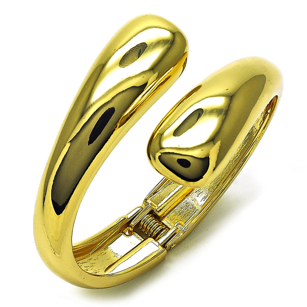 Oro Laminado Individual Bangle, Gold Filled Style Teardrop Design, Polished, Golden Finish