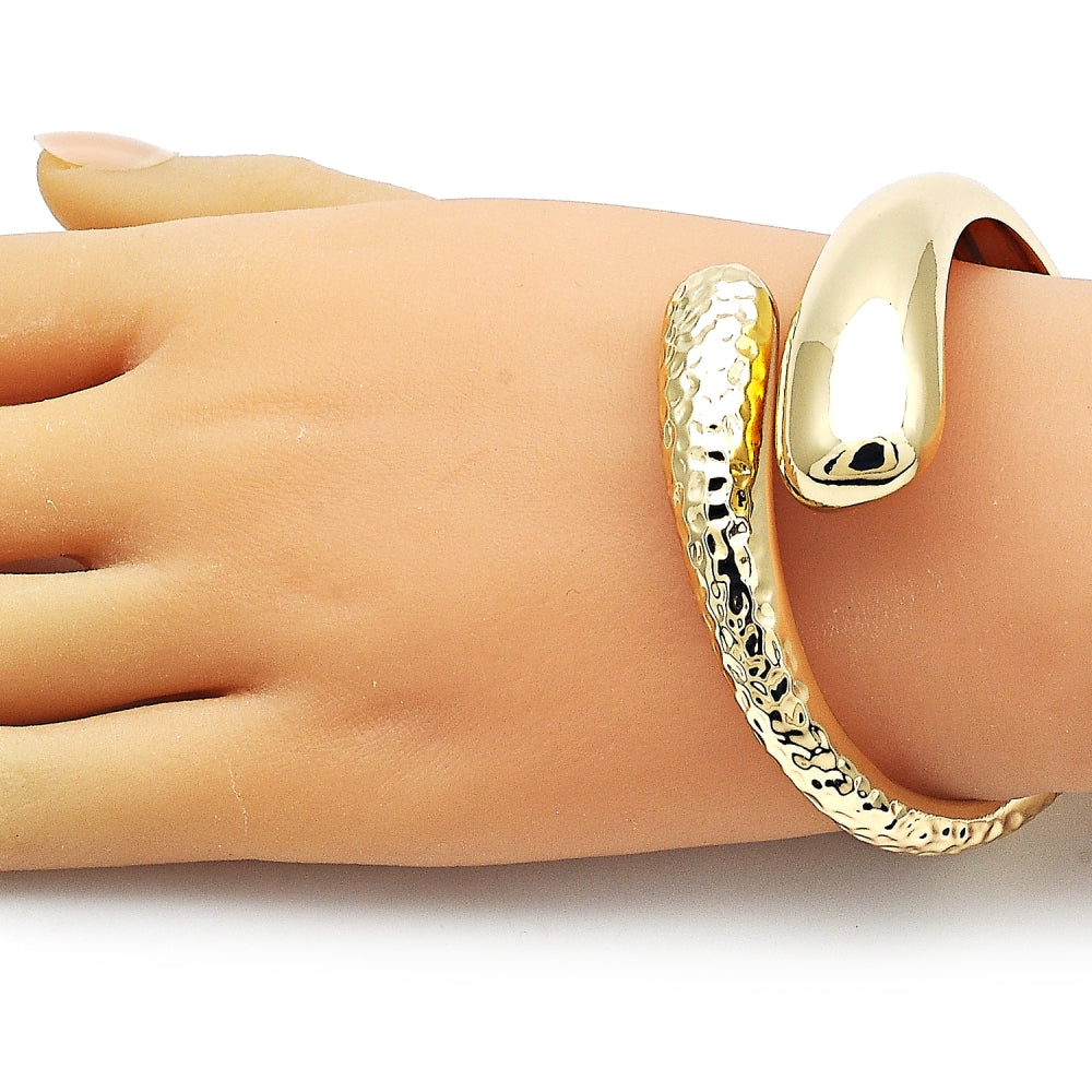 Oro Laminado Individual Bangle, Gold Filled Style Teardrop Design, Polished, Golden Finish