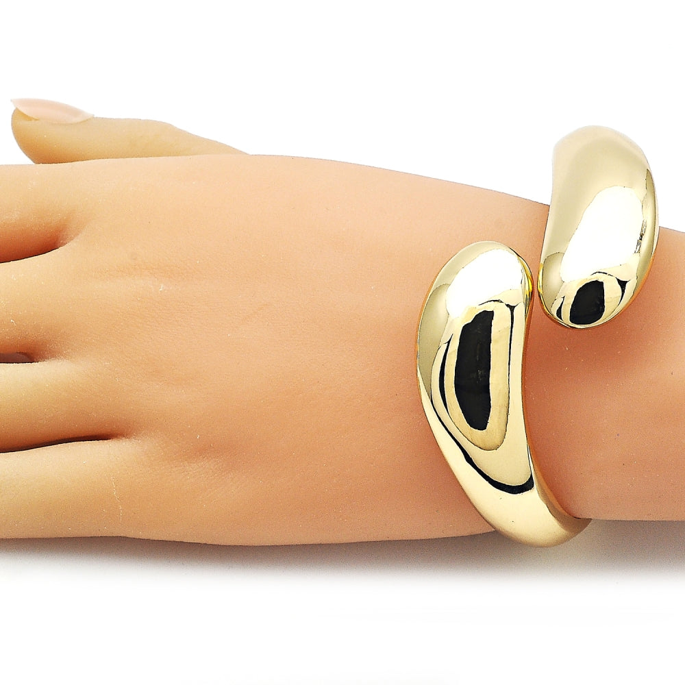 Oro Laminado Individual Bangle, Gold Filled Style Teardrop Design, Polished, Golden Finish