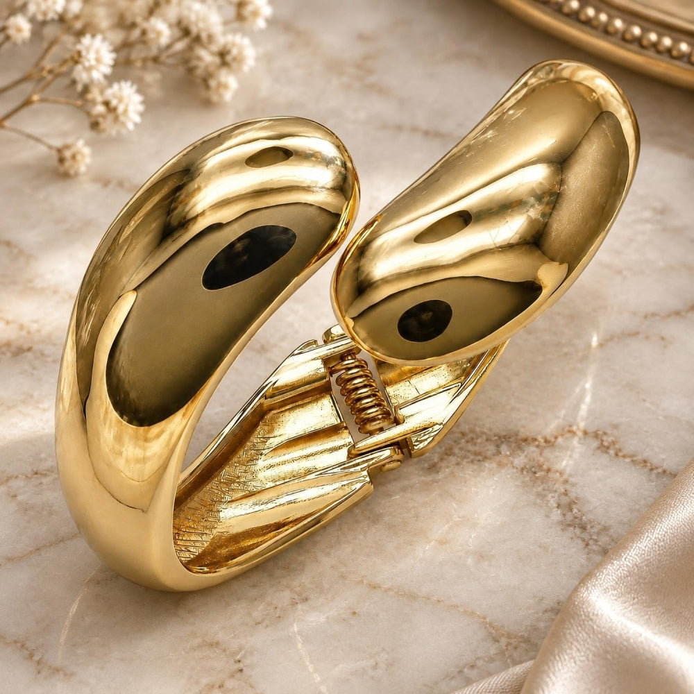 Oro Laminado Individual Bangle, Gold Filled Style Teardrop Design, Polished, Golden Finish
