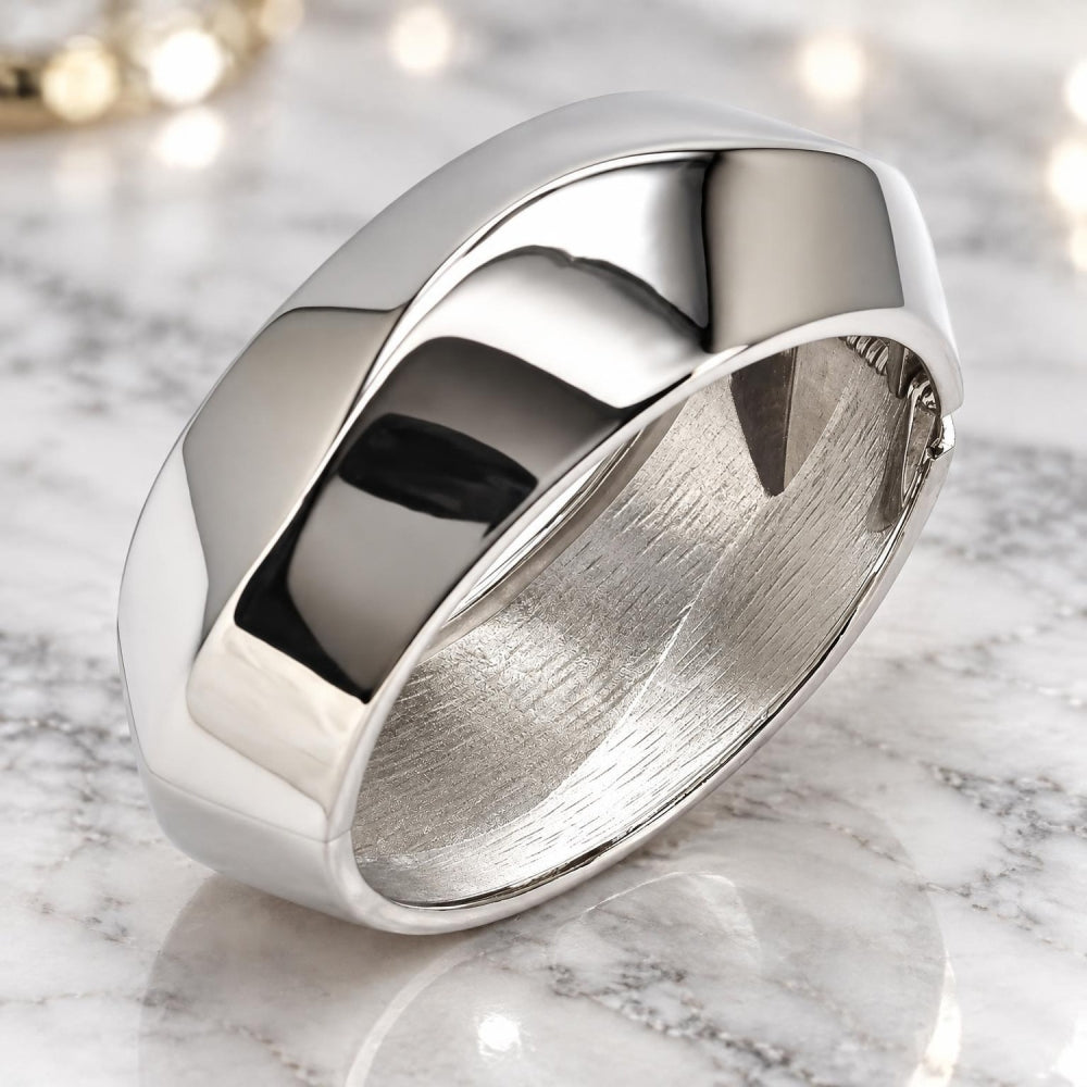 White Gold Filled Individual Bangle, Polished, Rhodium Finish