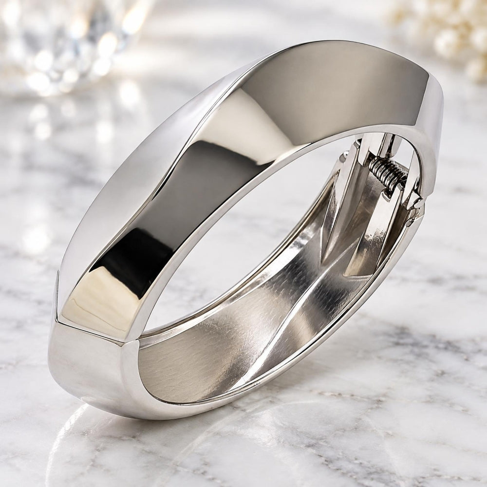 White Gold Filled Individual Bangle, Polished, Rhodium Finish