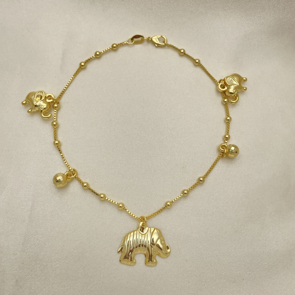 Gold Anklet - Handmade Ball Style w/ Elephant Charm with the Highest Gold Filled Style Craftsmanship - Gold Filled Anklets 03.32.0592.10