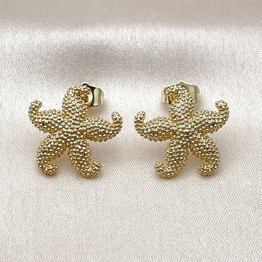 Oro Laminado Stud Earring, Gold Filled Style Star Design, Polished, Golden Finish