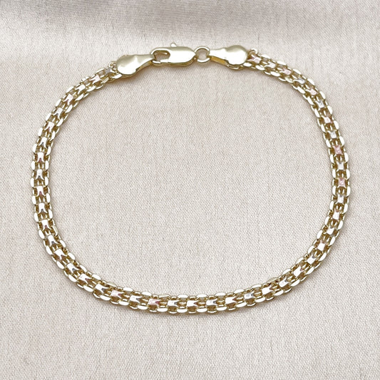 Oro Laminado Basic Bracelet, Gold Filled Style Bismark Design, Polished, Tricolor