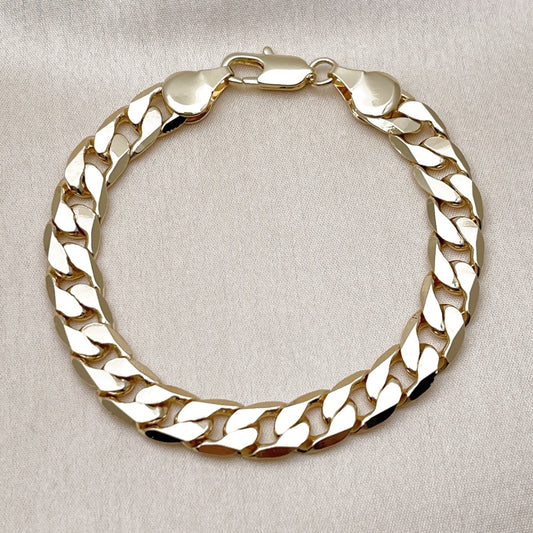 Oro Laminado Basic Bracelet, Gold Filled Style Curb Design, Polished, Golden Finish
