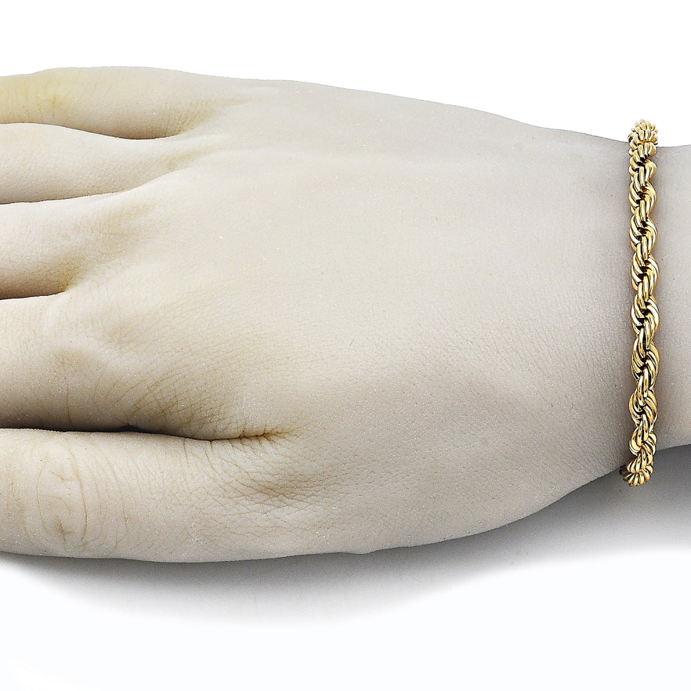 Stainless Steel Basic Bracelet, Rope Design, Polished, Golden Finish