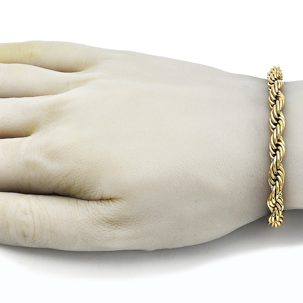 Stainless Steel Basic Bracelet, Rope Design, Polished, Golden Finish