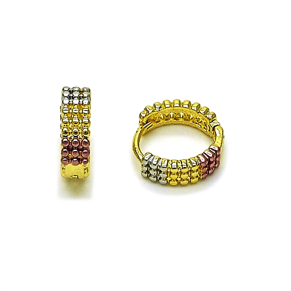 Oro Laminado Huggie Hoop, Gold Filled Style Polished, Tricolor