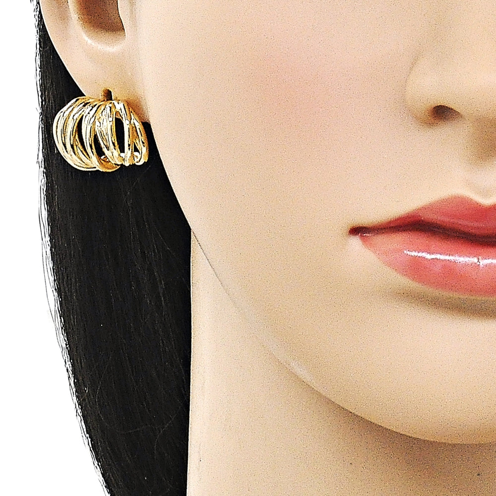 Oro Laminado Stud Earring, Gold Filled Style Twist Design, Polished, Golden Finish