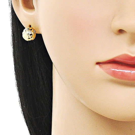 Oro Laminado Stud Earring, Gold Filled Style Diamond Cutting Finish, Golden Finish