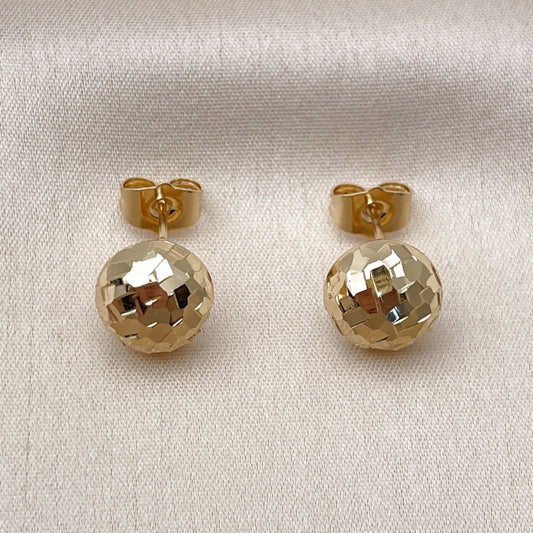 Oro Laminado Stud Earring, Gold Filled Style Diamond Cutting Finish, Golden Finish
